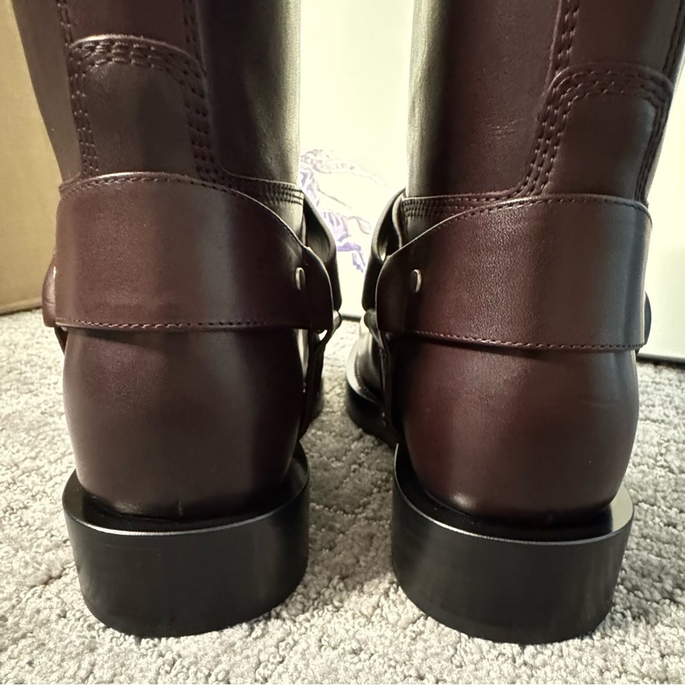 Burberry Brown Leather Combat Moto Boots - Picture 12 of 16